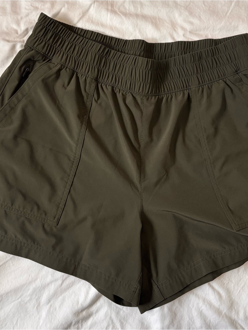 Athleta Olive Green Athletic Shorts with Elastic Waist size L